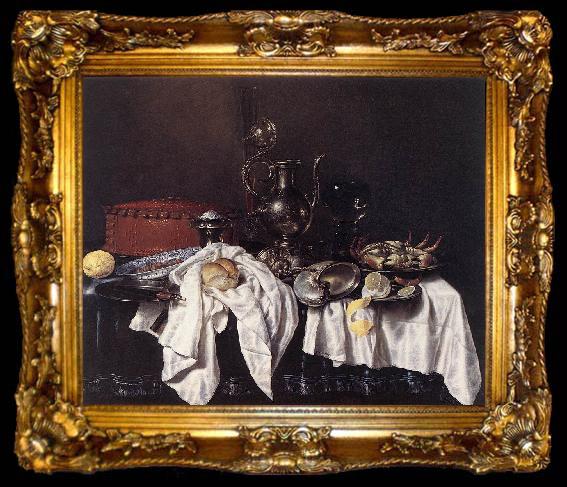 framed  HEDA, Willem Claesz. Still-Life with Pie, Silver Ewer and Crab sg, ta009-2